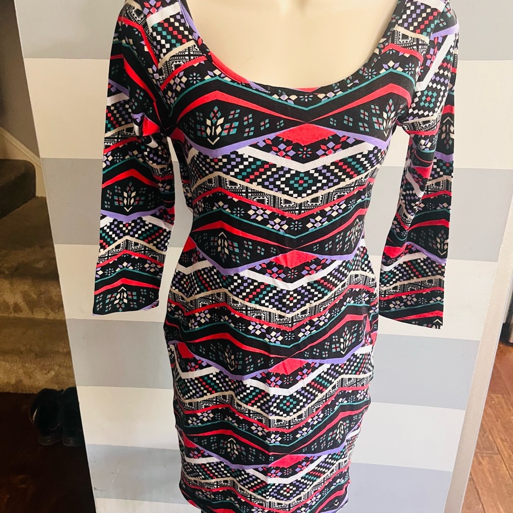 Multicolor Geometric Pattern Dress - Picture 1 of 2